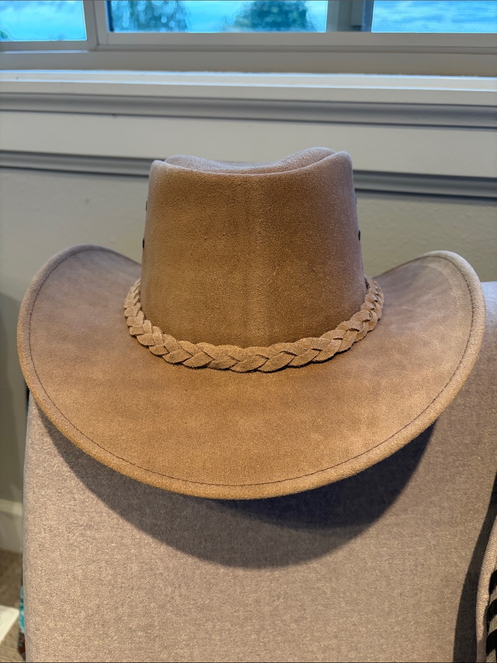 Suede Braided Band Western Hat - Tan